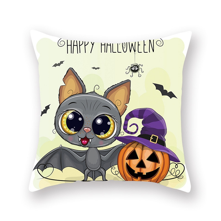 Amazon 2021 Halloween Pillowcase Cartoon Wacky Pumpkin Head Witch Series Cushion Cover Sofa cushion